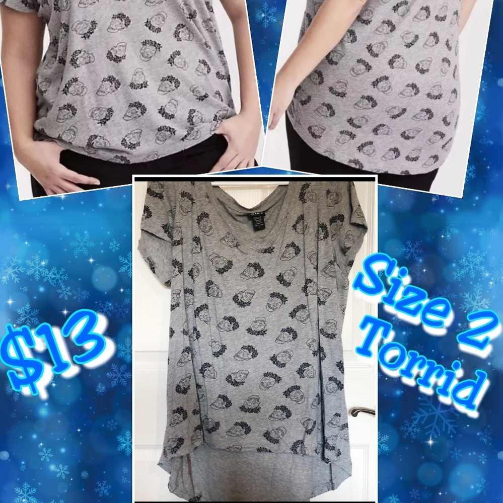 Size 2 Torrid gray tee w/Flower crown skulls